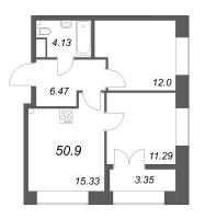3 ккв (Евро) № 450 Корп.: 2.4 , Секция 7  в ЖК NewПитер 2.0