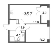 2 ккв (Евро) № 128 Корп.: 2.1 Уч. 1 , Секция 2  в ЖК NewПитер 2.0