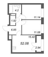 3 ккв (Евро) № 22 Корп.: 2.4 , Секция 1  в ЖК NewПитер 2.0