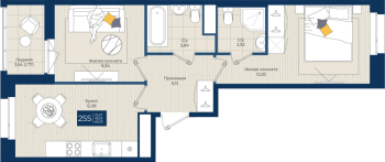 2 ккв № 255 Корп.: 2 , Секция 6  в ЖК Новатория