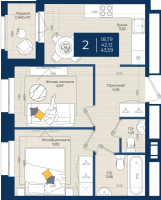 2 ккв № 244 Корп.: 2.Б , Секция 4  в ЖК Новатория