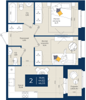 2 ккв № 319 Корп.: 2.А , Секция 7  в ЖК Новатория