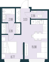 2 ккв (Евро) № 325 Корп.: 2 , Секция 4  в ЖК Новая Земля