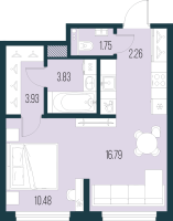 2 ккв (Евро) № 894 Корп.: 4 , Секция 7  в ЖК Новая Земля