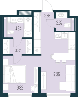 2 ккв (Евро) № 847 Корп.: 4 , Секция 7  в ЖК Новая Земля