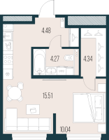 2 ккв (Евро) № 479 Корп.: 3 , Секция 5  в ЖК Новая Земля