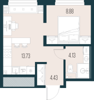 1 ккв № 1456 Корп.: 6 , Секция 12  в ЖК Новая Земля