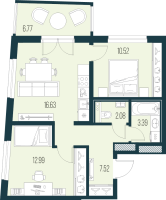 3 ккв (Евро) № 1112 Корп.: 5 , Секция 9  в ЖК Новая Земля