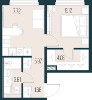 1 ккв № 217 Корп.: 2 , Секция 3  в ЖК Новая Земля