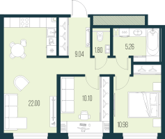 3 ккв (Евро) № 981 Корп.: 4 , Секция 8  в ЖК Новая Земля