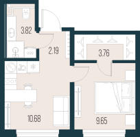 1 ккв № 1334 Корп.: 5 , Секция 11  в ЖК Новая Земля