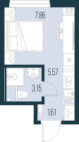 Студия № 1237 Корп.: 5 , Секция 10  в ЖК Новая Земля
