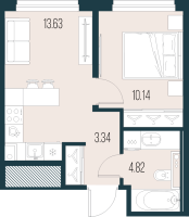 1 ккв № 211 Корп.: 2 , Секция 3  в ЖК Новая Земля