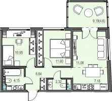 3 ккв (Евро) № 676 Корп.: 3 , Секция 6  в ЖК Новая Земля