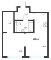 2 ккв (Евро) № 220 Корп.: 2 , Секция 3  в ЖК Новая Земля