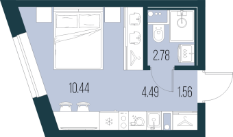 Студия № 6 Корп.: 1 , Секция 1  в ЖК Новая Земля