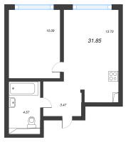 1 ккв № 341 Корп.: 2 , Секция 4  в ЖК Новая Земля