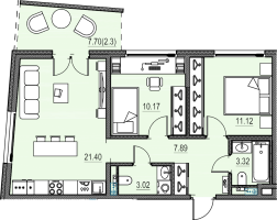 3 ккв (Евро) № 497 Корп.: 3 , Секция 5  в ЖК Новая Земля