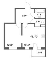 2 ккв (Евро) № 57 Корп.: 8.1 , Секция 3  в ЖК Новая история