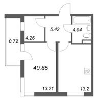 1 ккв № 6-58 Корп.: 9.6 , Секция 3  в ЖК Новая история