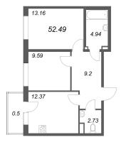 2 ккв № 6-30 Корп.: 9.6 , Секция 2  в ЖК Новая история
