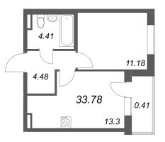 1 ккв № 6-11 Корп.: 9.6 , Секция 1  в ЖК Новая история
