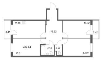 4 ккв (Евро) № 110 Корп.: 8.1 , Секция 2  в ЖК Новая история