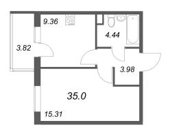 1 ккв № 30 Корп.: 8.2 , Секция 2  в ЖК Новая история