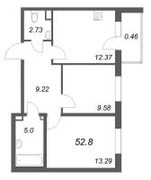 2 ккв № 5-25 Корп.: 9.5 , Секция 2  в ЖК Новая история
