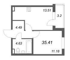 1 ккв № 39 Корп.: 8.2 , Секция 3  в ЖК Новая история