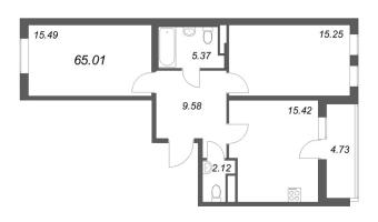 3 ккв (Евро) № 106 Корп.: 8.1 , Секция 3  в ЖК Новая история