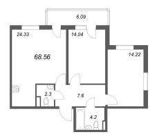 3 ккв (Евро) № 99 Корп.: 8.1 , Секция 3  в ЖК Новая история