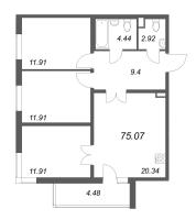 4 ккв (Евро) № 109 Корп.: 8.1 , Секция 3  в ЖК Новая история