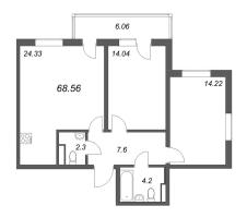 3 ккв (Евро) № 103 Корп.: 7 , Секция 4  в ЖК Новая история