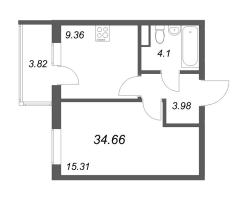 1 ккв № 48 Корп.: 4 , Секция 3  в ЖК Новая история