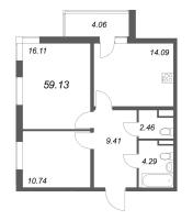 2 ккв № 97 Корп.: 8.1 , Секция 1  в ЖК Новая история