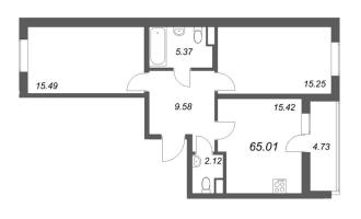 3 ккв (Евро) № 98 Корп.: 5 , Секция 1  в ЖК Новая история