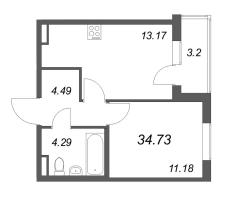 1 ккв № 56 Корп.: 8.2 , Секция 3  в ЖК Новая история