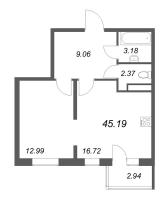2 ккв (Евро) № 91 Корп.: 8.1 , Секция 3  в ЖК Новая история