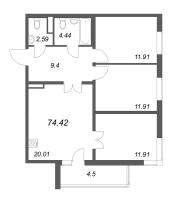 4 ккв (Евро) № 113 Корп.: 8.2 , Секция 3  в ЖК Новая история