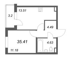 1 ккв № 39 Корп.: 8.1 , Секция 3  в ЖК Новая история