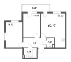 3 ккв (Евро) № 95 Корп.: 8.2 , Секция 3  в ЖК Новая история