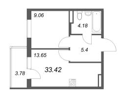 1 ккв № 64 Корп.: 8.2 , Секция 1  в ЖК Новая история