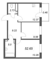 2 ккв № 5-42 Корп.: 9.5 , Секция 2  в ЖК Новая история