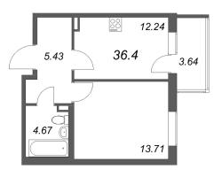 1 ккв № 3-2 Корп.: 9.3 , Секция 1  в ЖК Новая история