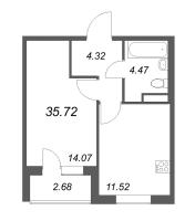 1 ккв № 1-36 Корп.: 9.1 , Секция 1  в ЖК Новая история