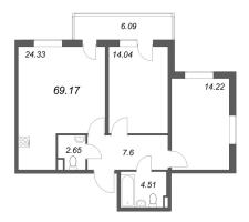 3 ккв (Евро) № 95 Корп.: 8.1 , Секция 3  в ЖК Новая история