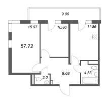 2 ккв № 100 Корп.: 8.1 , Секция 1  в ЖК Новая история