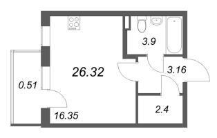 Студия № 5-32 Корп.: 9.5 , Секция 2  в ЖК Новая история