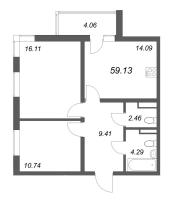 2 ккв № 101 Корп.: 7 , Секция 2  в ЖК Новая история